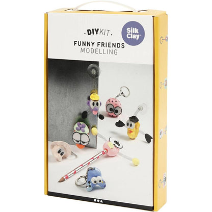 Funny Friends Silk Clay® Kit - Create 10 Wobbly Character Figures with Eyes & Keychains - Home - Crafts