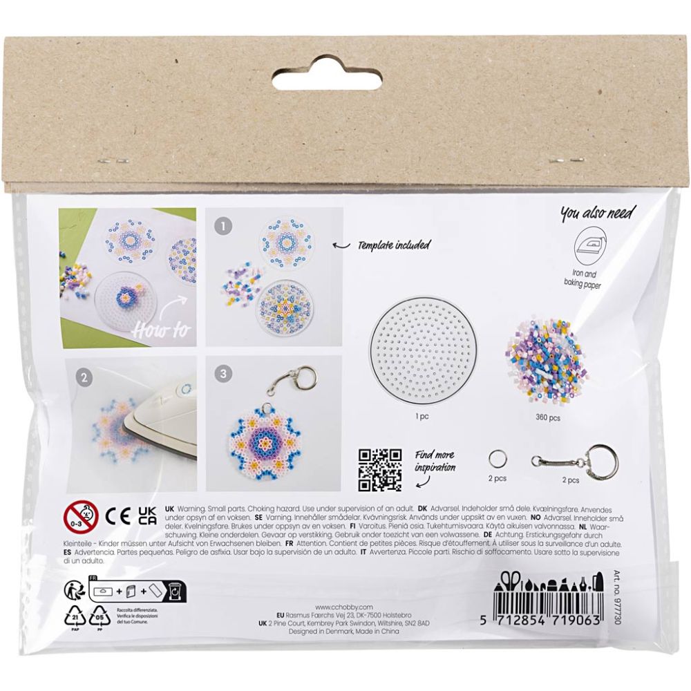 Fuse Bead Keyring Kit for Kids - Create 2 Colourful Bag Charms with Peg Board & Beads - Home - Crafts