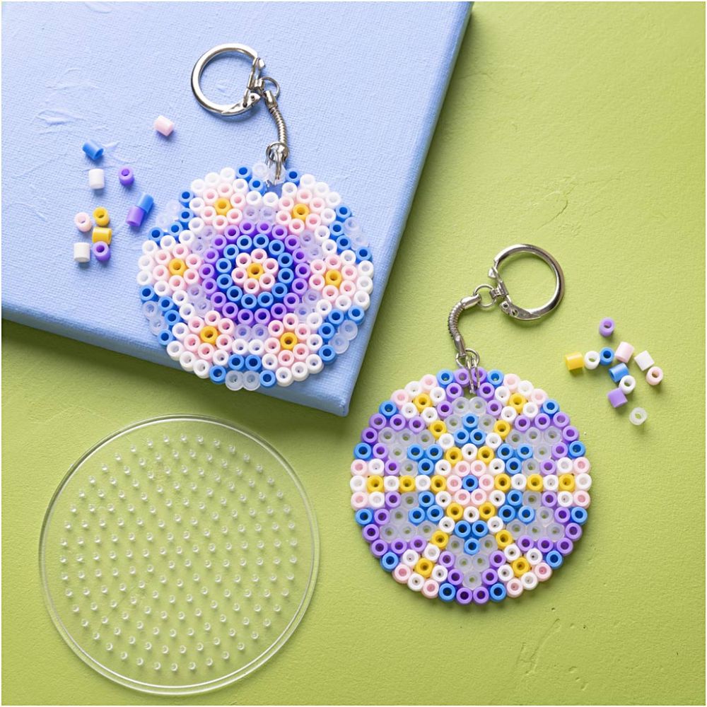 Fuse Bead Keyring Kit for Kids - Create 2 Colourful Bag Charms with Peg Board & Beads - Home - Crafts