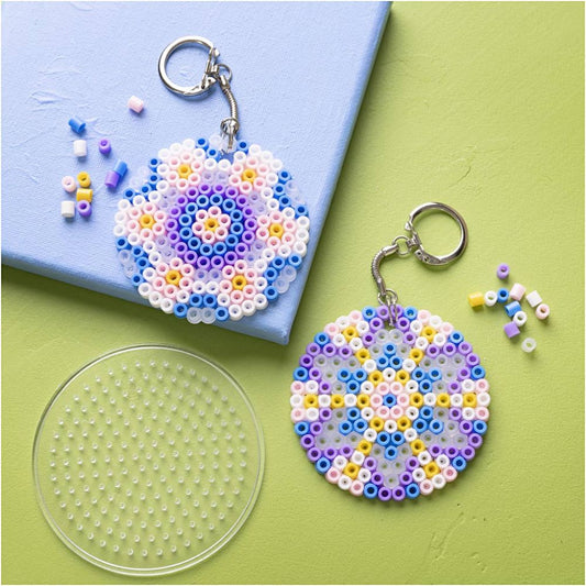 Fuse Bead Keyring Kit for Kids - Create 2 Colourful Bag Charms with Peg Board & Beads - Home - Crafts