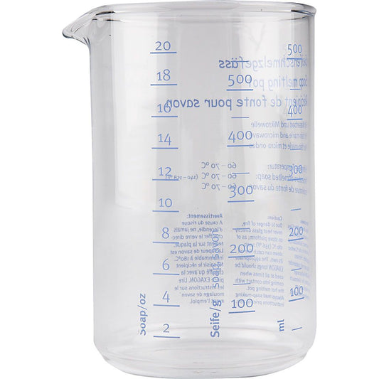 Glass Melting Pot 500ml with Pour Spout & Measurements - Candle Soap Wax - Home-Crafts