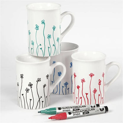 Glass Porcelain Pens Semi-Opaque Water-Based Pump-Action 1-2mm 4/12packs