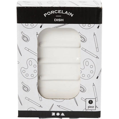 Glazed ceramic Oval Soap Dish glossy White Grooved Base 13.5cm