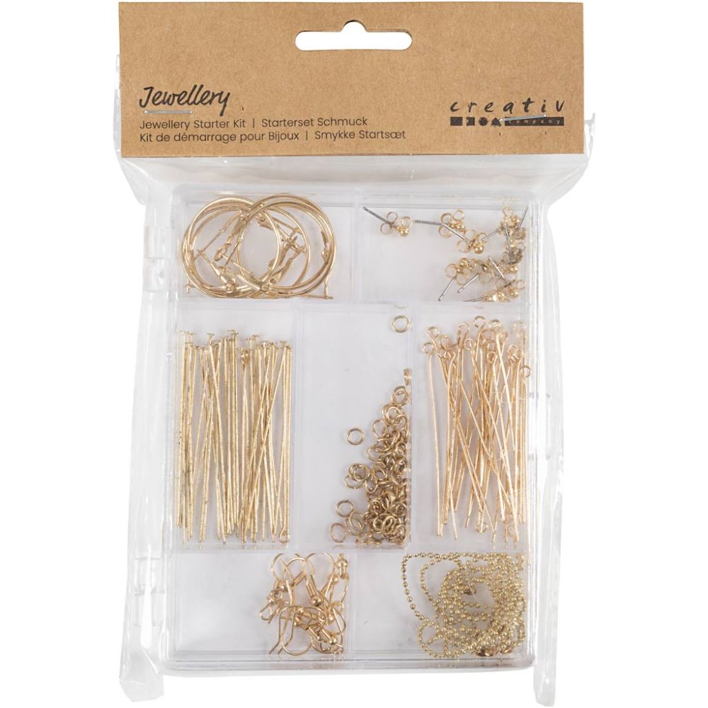 Gold - Plated Jewellery Making Kit - Complete Starter Set with Earring Findings & Chains - Home - Crafts