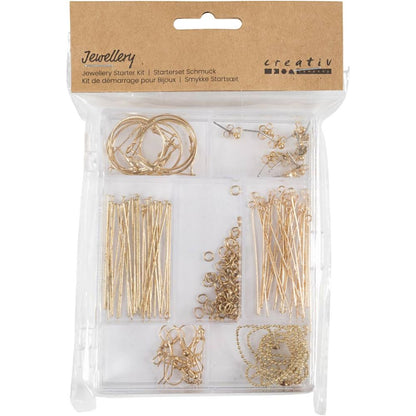 Gold - Plated Jewellery Making Kit - Complete Starter Set with Earring Findings & Chains - Home - Crafts