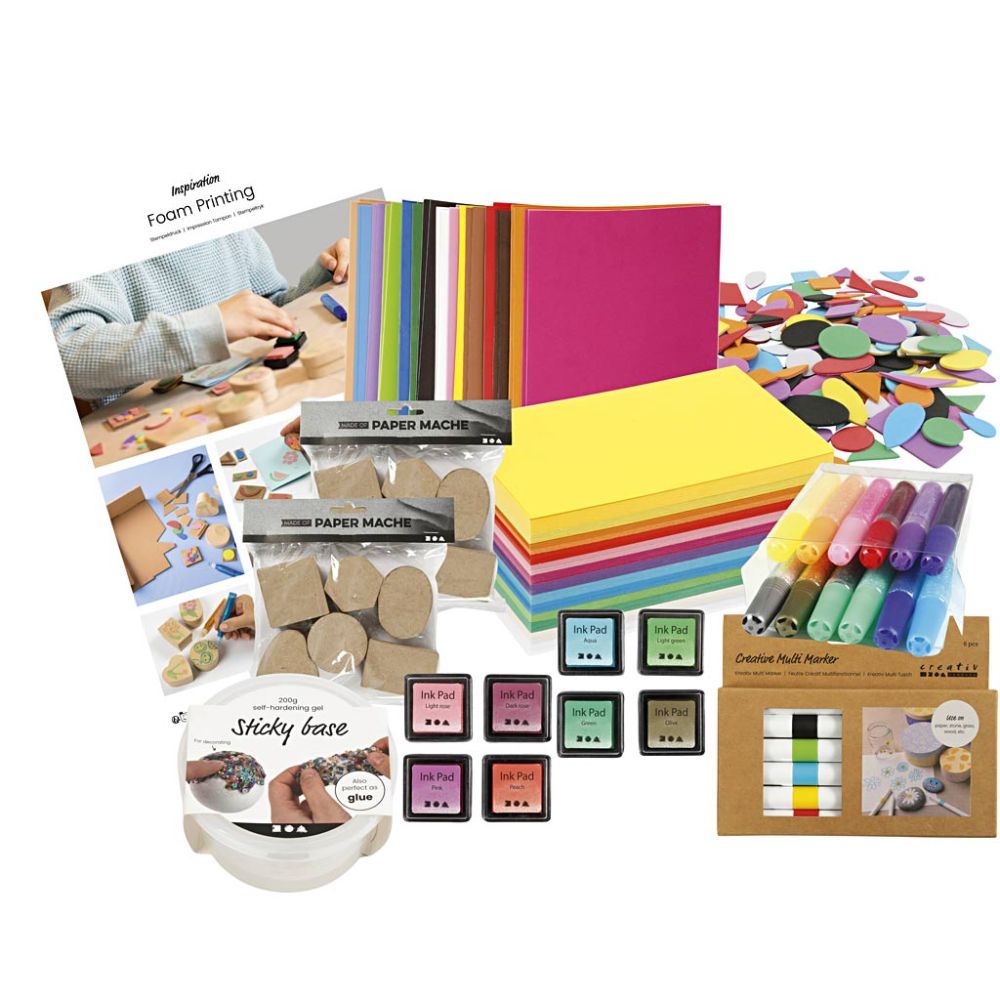 Group Foam Printing Kit - Bulk Craft Supplies for 10 - 12 People to Make Cards & Boxes - Home - Crafts