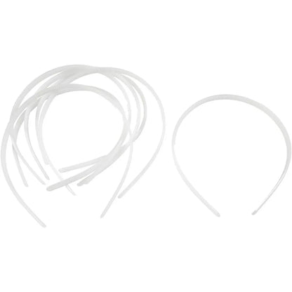 Hair Band Packs for Women - Elastic Plastic Narrow 8mm Wide White or Assorted