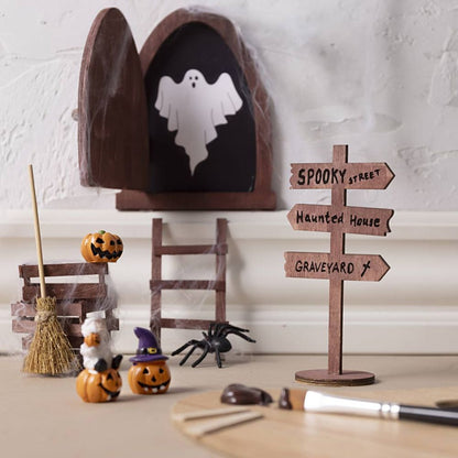 Halloween Miniature Door Kit - Create Spooky Decorative Scene with Ghost & Accessories - Home - Crafts