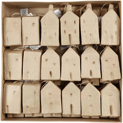Handmade Cardboard Hanging Houses Papier-Mache Paintable Decoration Christmas Tree Winter