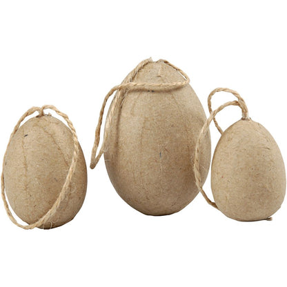 Handmade Easter Eggs - Set of 6 Cardboard Eggs with Hanging String - 3 - 5cm - Home - Crafts