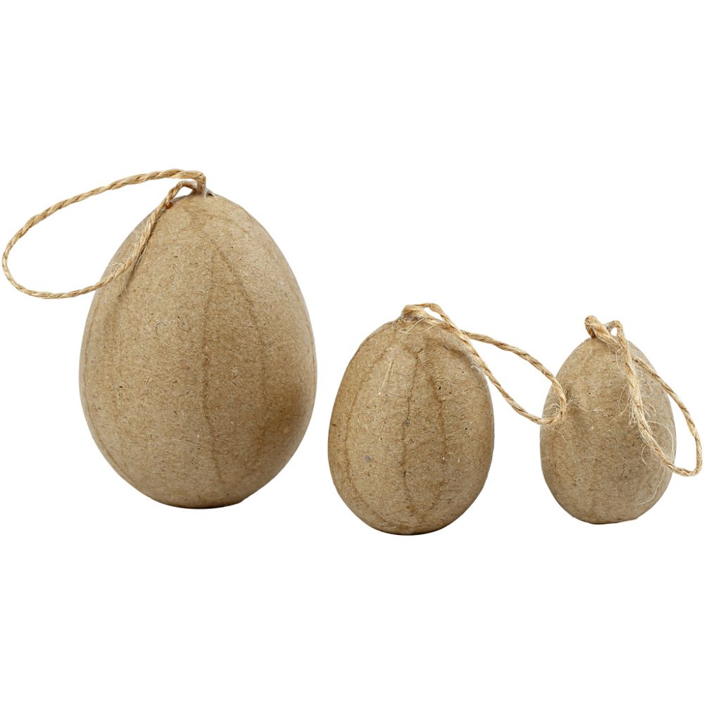 Handmade Easter Eggs - Set of 6 Cardboard Eggs with Hanging String - 3 - 5cm - Home - Crafts