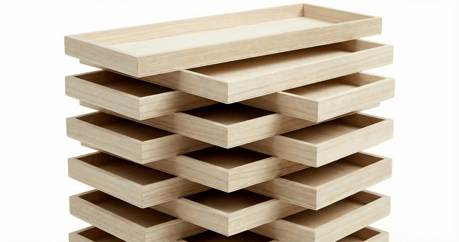 Job Lot Of 20 Wooden Trays Length 40cm Height 15cm - HALF PRICE BULK BUNDLE - Home - Crafts