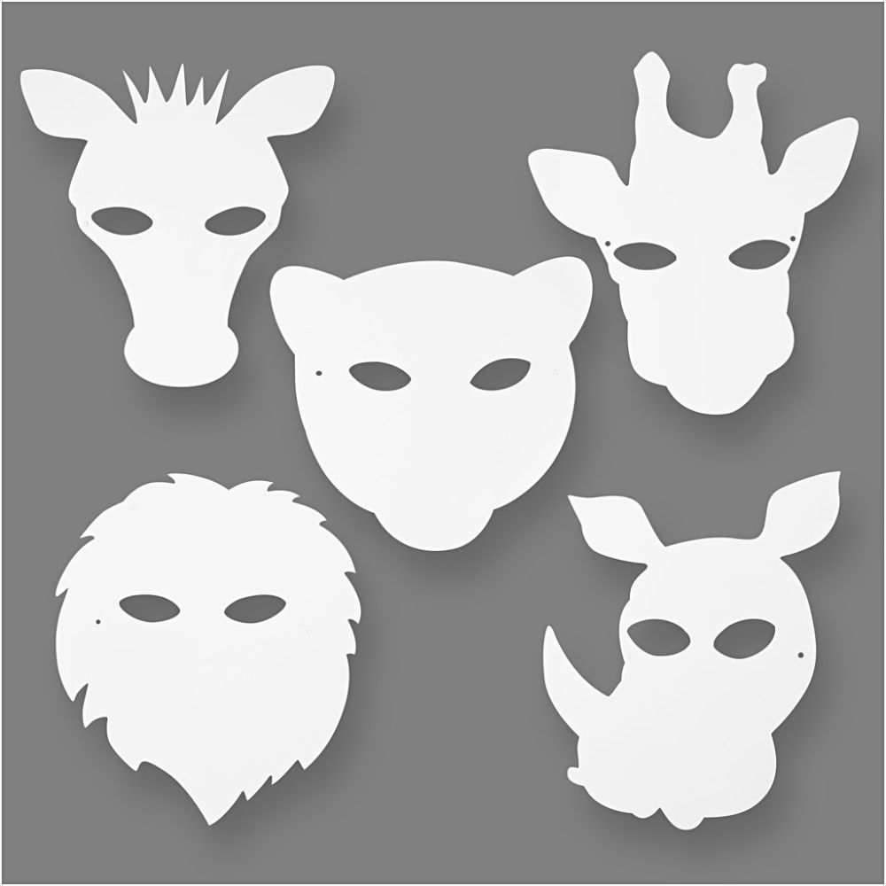 Jungle Animal Masks - Die-Cut Cardboard Masks - 16pc Pack with 5 Designs - Home-Crafts