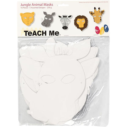 Jungle Animal Masks - Die-Cut Cardboard Masks - 16pc Pack with 5 Designs - Home-Crafts