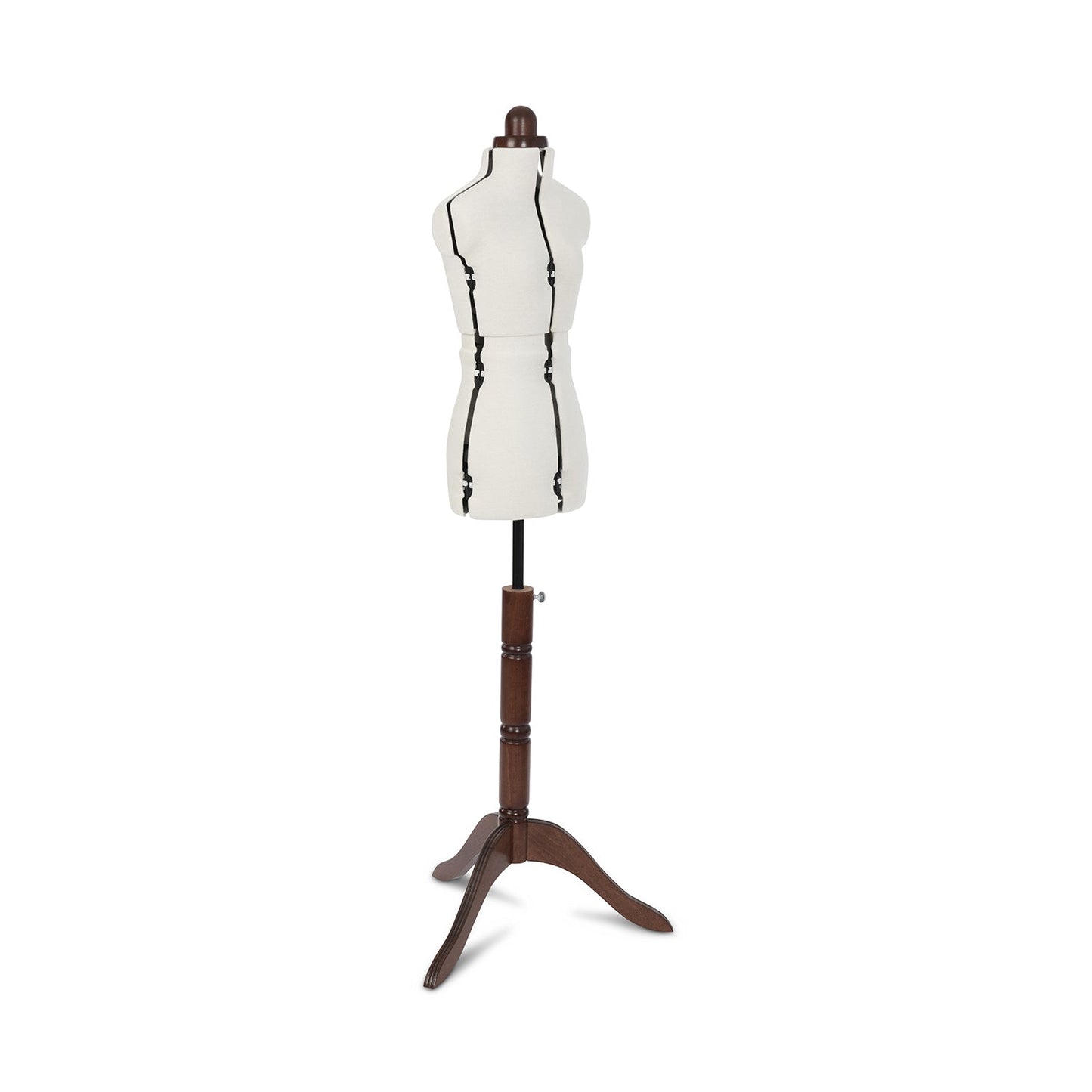 Lady Valet Extra Small Dress Form - Adjustable Mannequin with Vintage Fabric & Walnut Stand - Home - Crafts