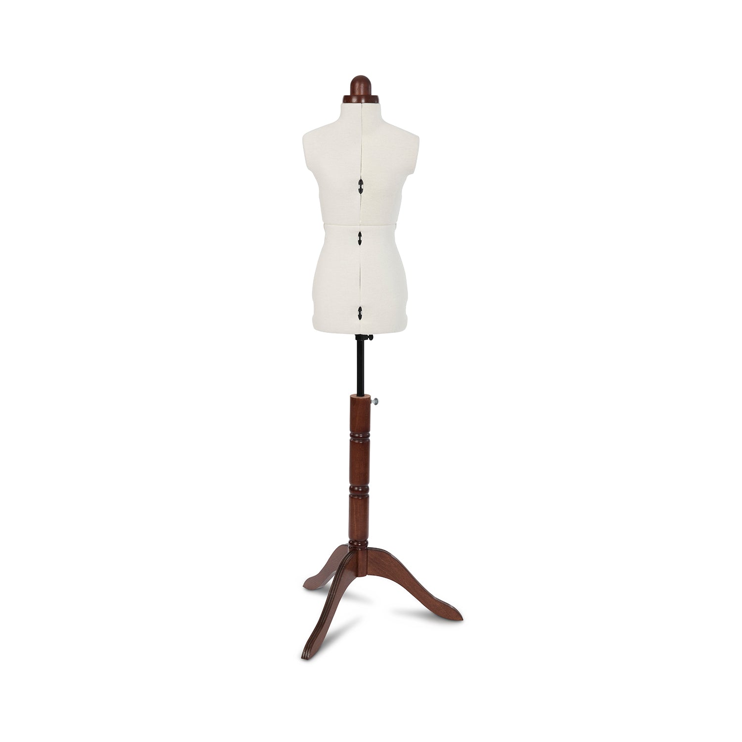 Lady Valet Extra Small Dress Form - Adjustable Mannequin with Vintage Fabric & Walnut Stand - Home - Crafts