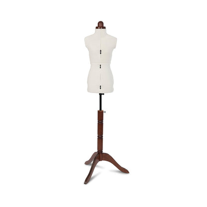 Lady Valet Extra Small Dress Form - Adjustable Mannequin with Vintage Fabric & Walnut Stand - Home - Crafts