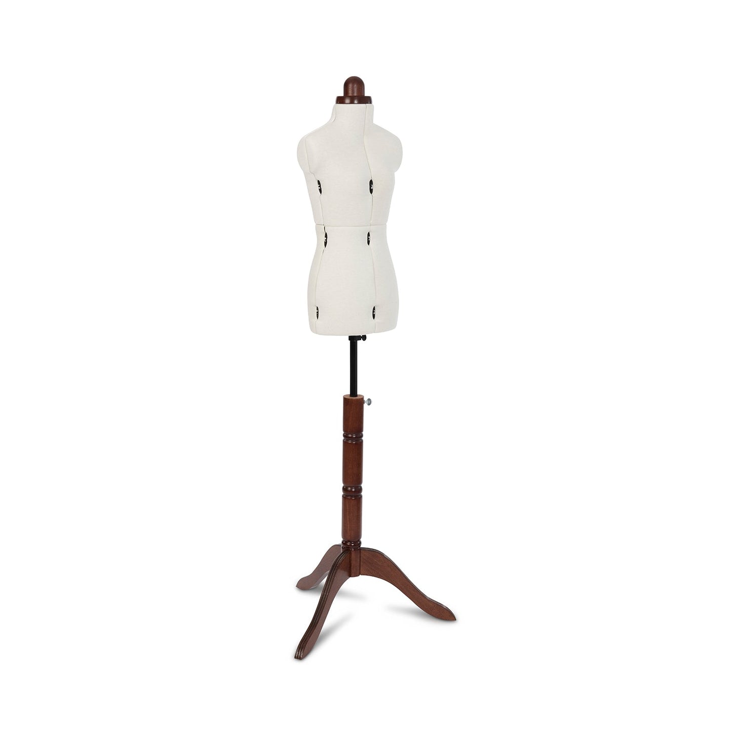 Lady Valet Extra Small Dress Form - Adjustable Mannequin with Vintage Fabric & Walnut Stand - Home - Crafts