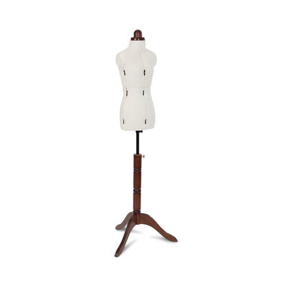 Lady Valet Extra Small Dress Form - Adjustable Mannequin with Vintage Fabric & Walnut Stand - Home - Crafts
