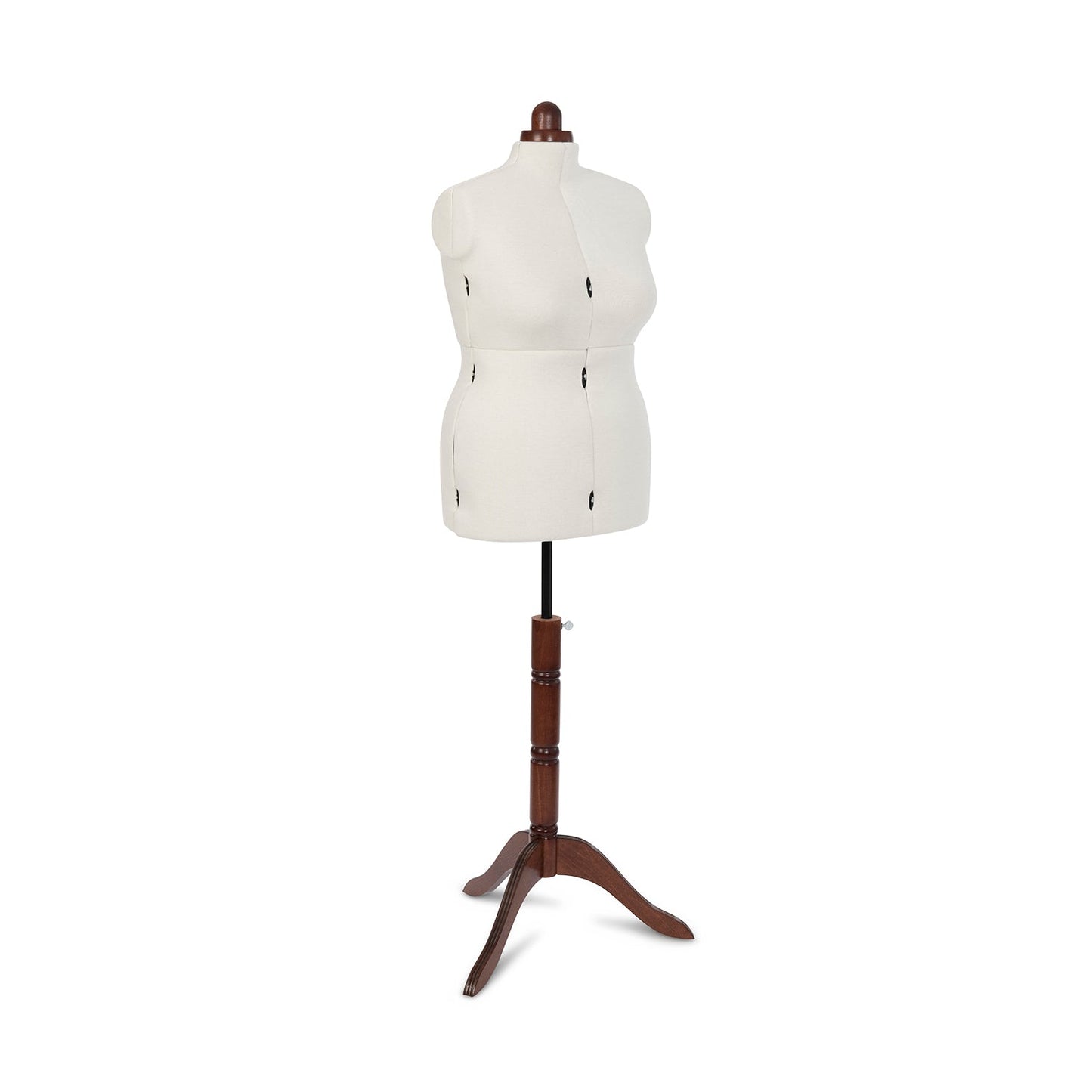 Lady Valet Large Dress Form - Adjustable Mannequin with Vintage Fabric & Walnut Stand - Home - Crafts