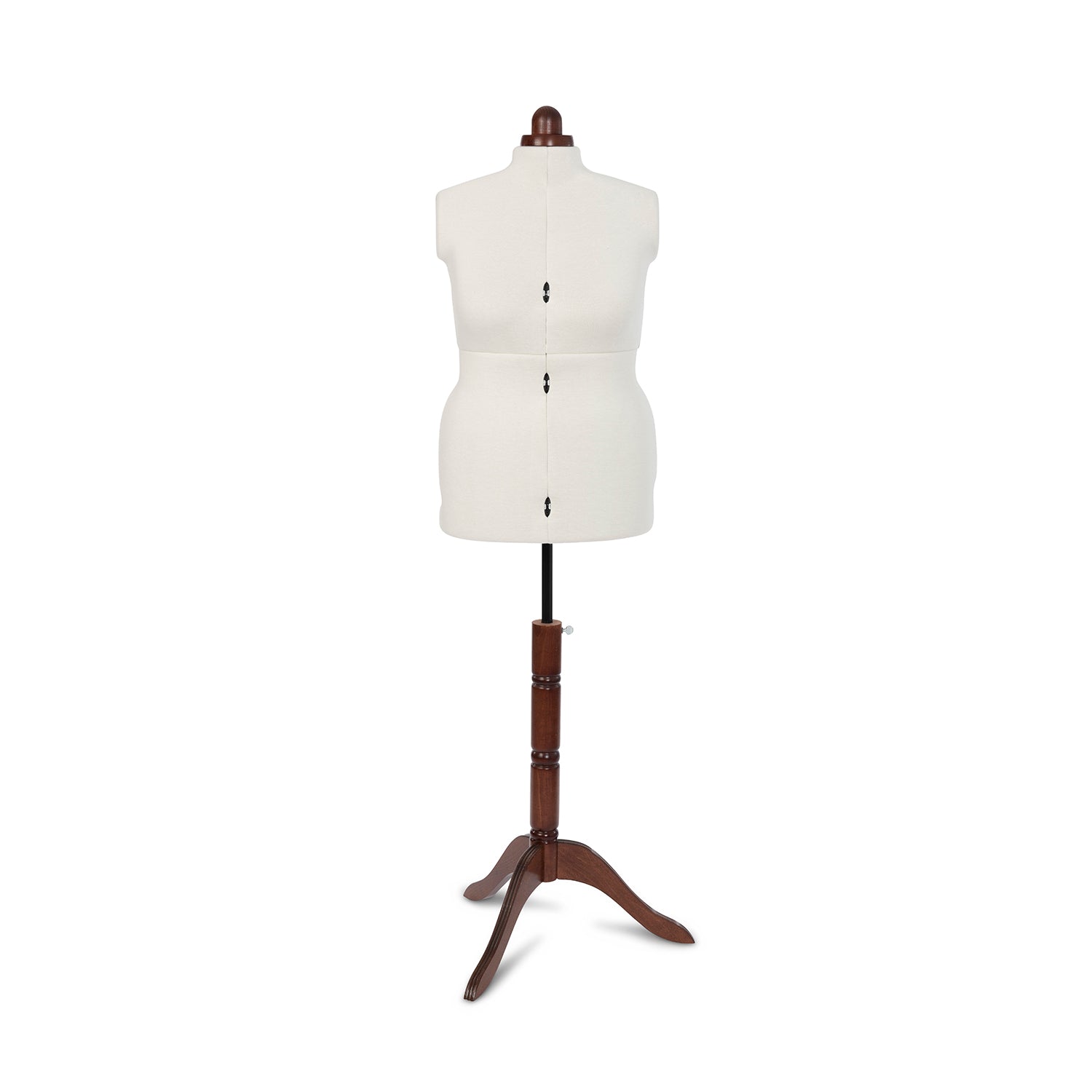 Lady Valet Large Dress Form - Adjustable Mannequin with Vintage Fabric & Walnut Stand - Home - Crafts