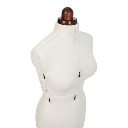 Lady Valet Medium Dress Form - Adjustable Mannequin with Vintage Fabric & Walnut Stand - Home - Crafts