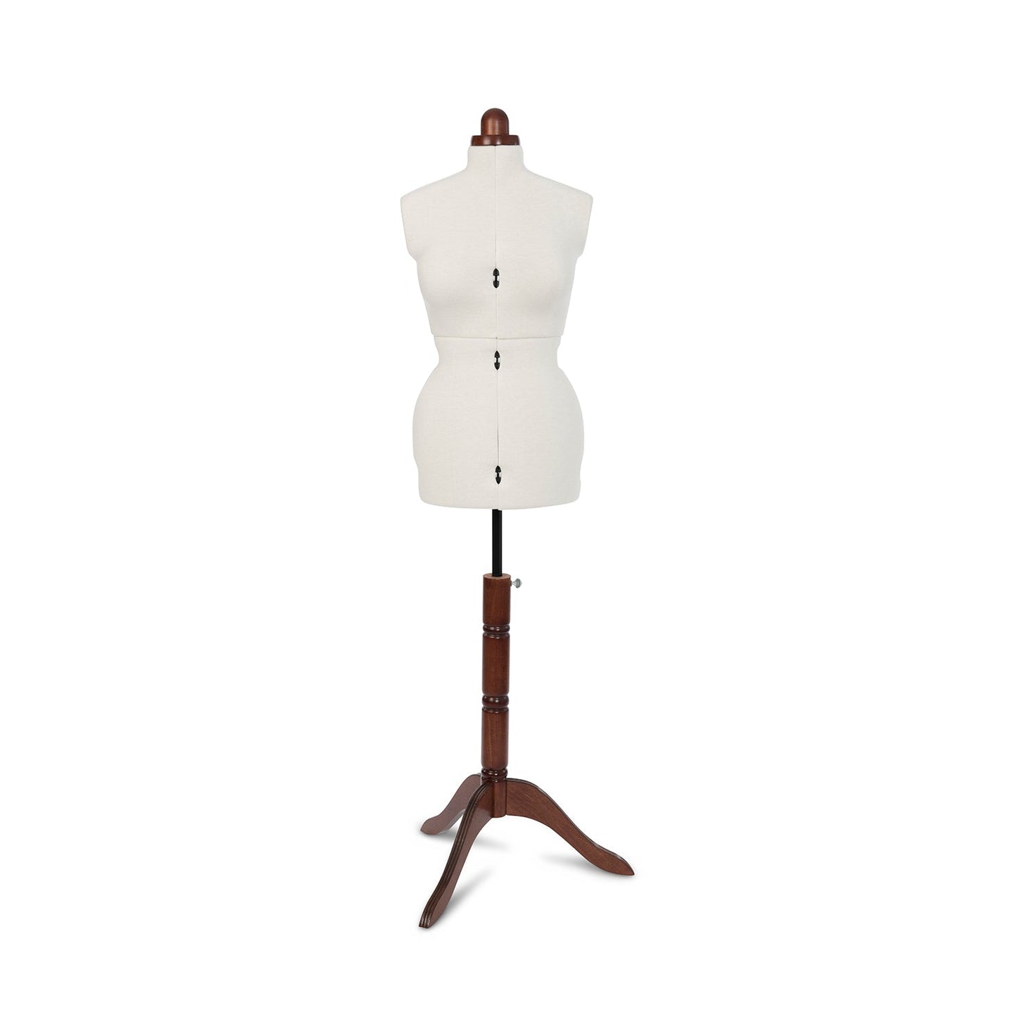 Lady Valet Medium Dress Form - Adjustable Mannequin with Vintage Fabric & Walnut Stand - Home - Crafts