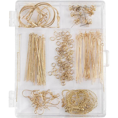 Large Gold-Plated Jewellery Starter Kit – Make Personalized Bracelets Necklaces Earrings