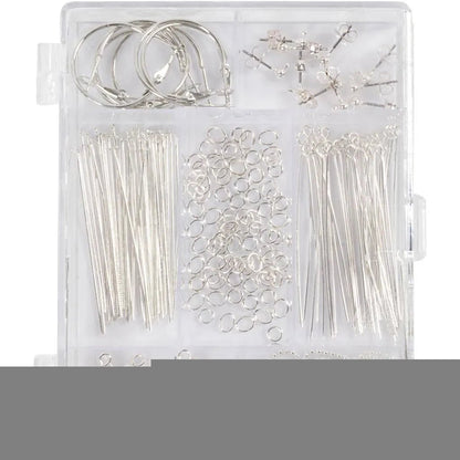 Large Silver-Plated Jewellery Starter Kit – Make Personalized Bracelets Necklaces Earrings