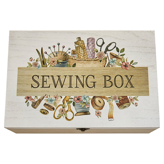 Large Wooden Sewing Box - Vintage Style Storage for Craft Tools & Supplies - Home - Crafts