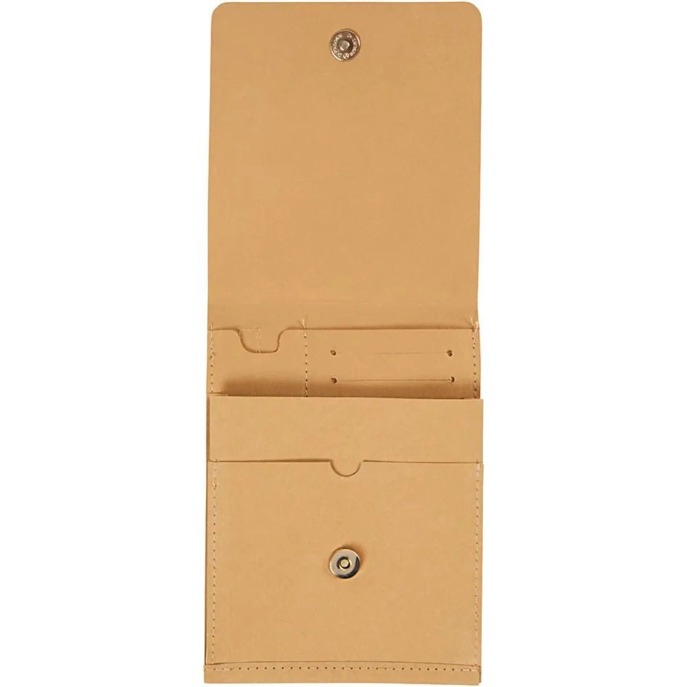 Light Brown Faux Leather Paper Shoulder Bag With Gold Button Flap Closure 18cm