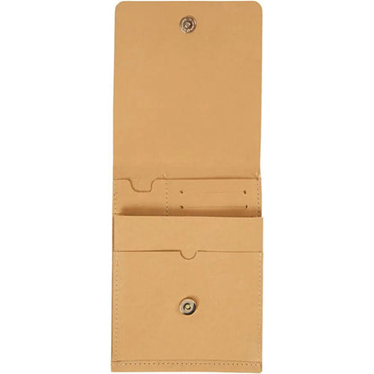 Light Brown Faux Leather Paper Shoulder Bag With Gold Button Flap Closure 18cm
