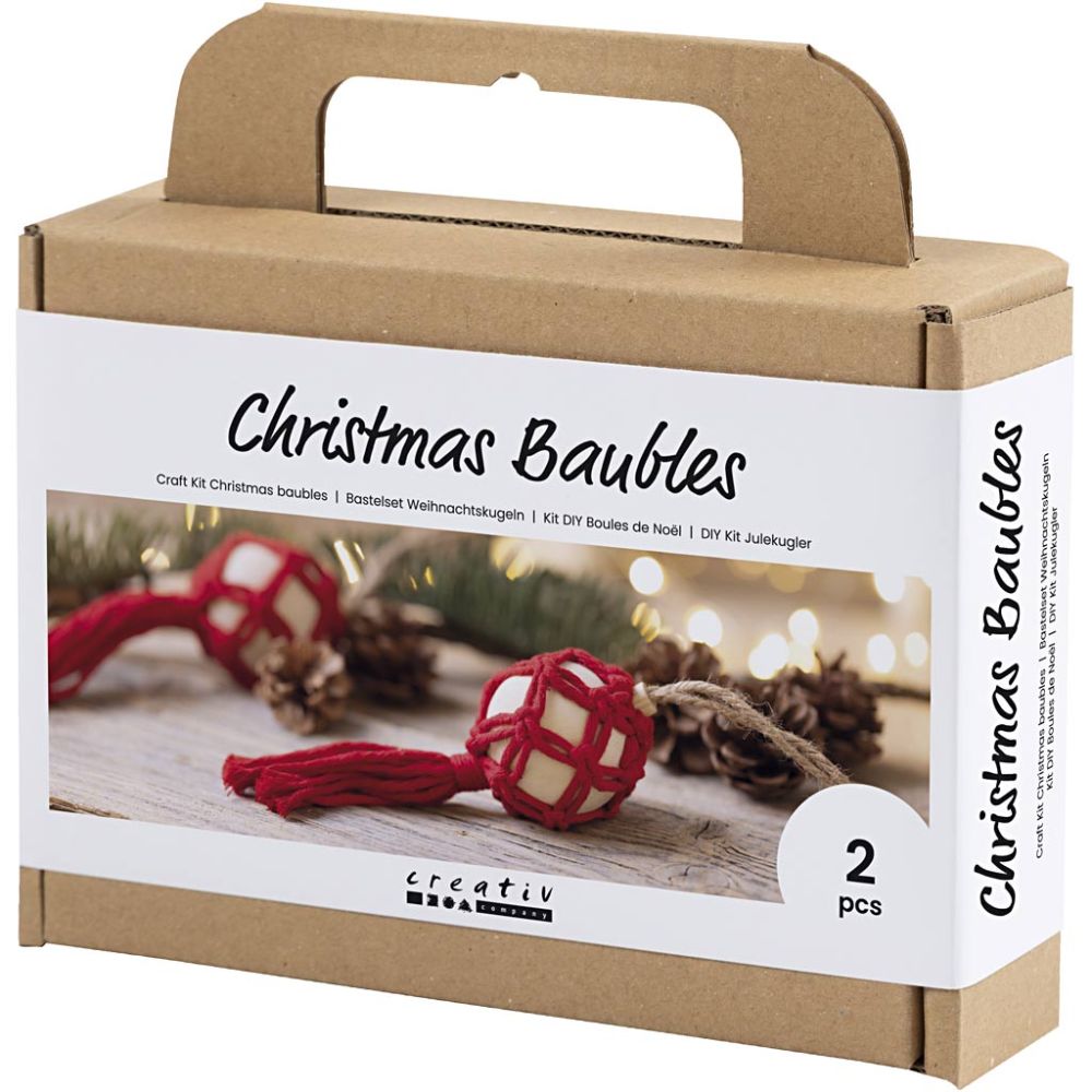 Macramé Christmas Bauble Kit - Create Festive Decorations with Red Nylon Cord - Home - Crafts