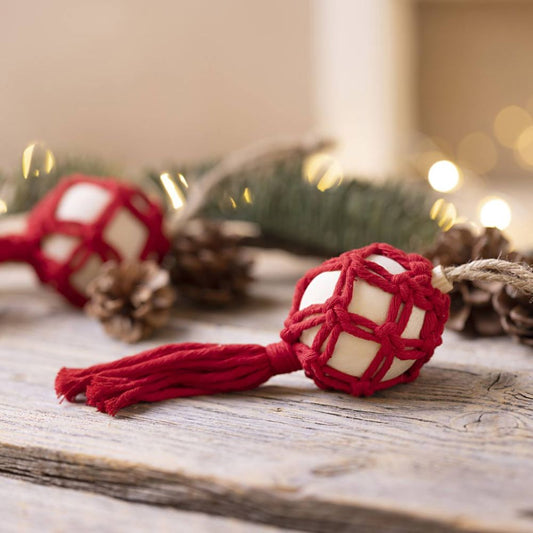 Macramé Christmas Bauble Kit - Create Festive Decorations with Red Nylon Cord - Home - Crafts