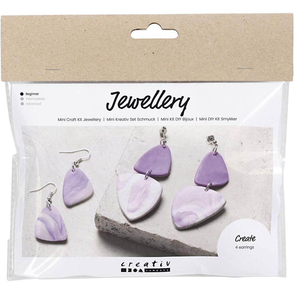 Marbled Polymer Clay Earring Kit - Create 2 Pairs of Light Lilac Statement Earrings - Home - Crafts