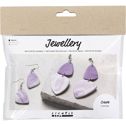 Marbled Polymer Clay Earring Kit - Create 2 Pairs of Light Lilac Statement Earrings - Home - Crafts