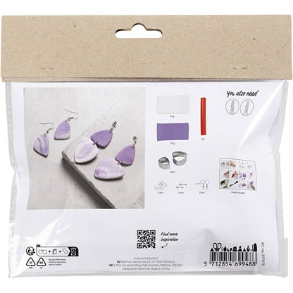 Marbled Polymer Clay Earring Kit - Create 2 Pairs of Light Lilac Statement Earrings - Home - Crafts