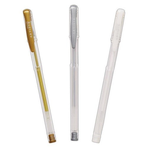 Metallic Gel Pen Trio Gold Silver White - Artiste Art & Craft Pens - Home-Crafts