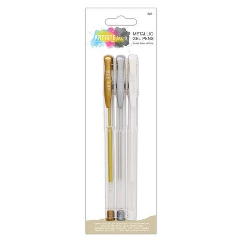 Metallic Gel Pen Trio Gold Silver White - Artiste Art & Craft Pens - Home-Crafts