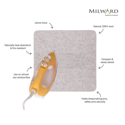 Milward Pressing Mat 100% Wool 30x30cm Good For Almost All Surfaces