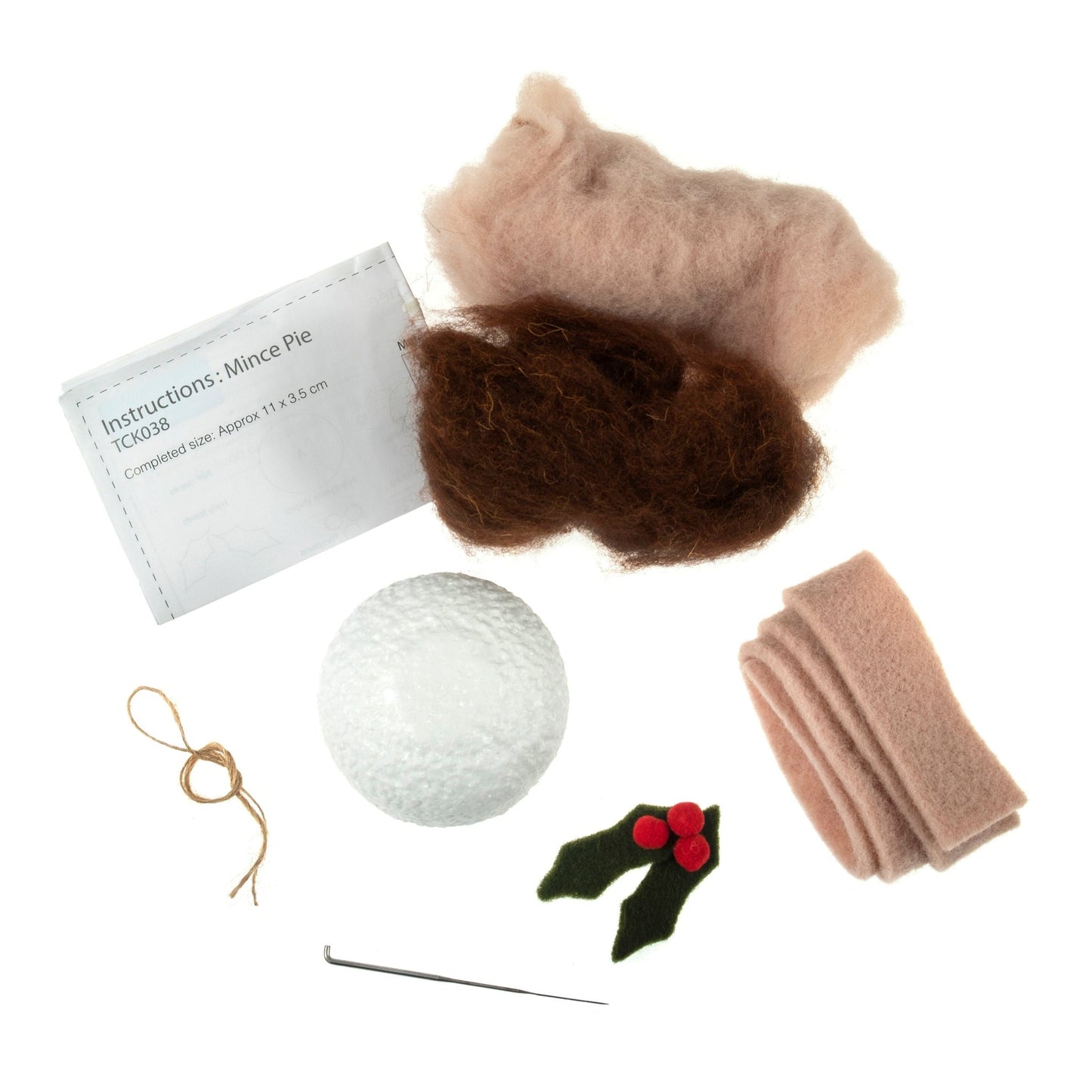 Mince Pie Needle Felting Crafting Kit Cute Decorations Beginner Friendly