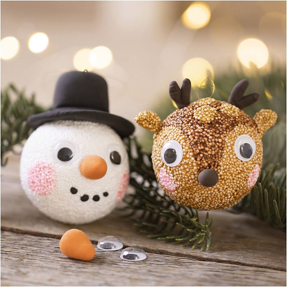 Mini Craft Kit Christmas Baubles 977575 1 pack, Reindeer and Snowman - Home - Crafts