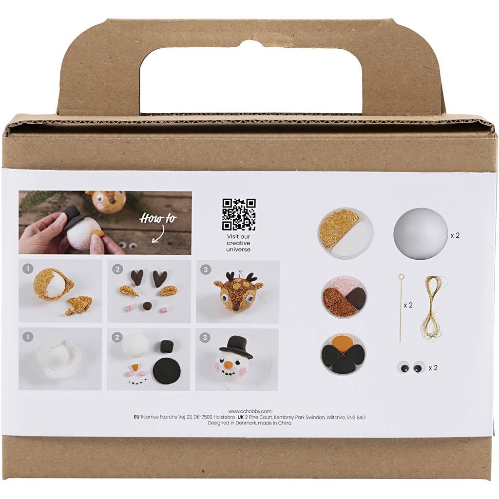 Mini Craft Kit Christmas Baubles 977575 1 pack, Reindeer and Snowman - Home - Crafts