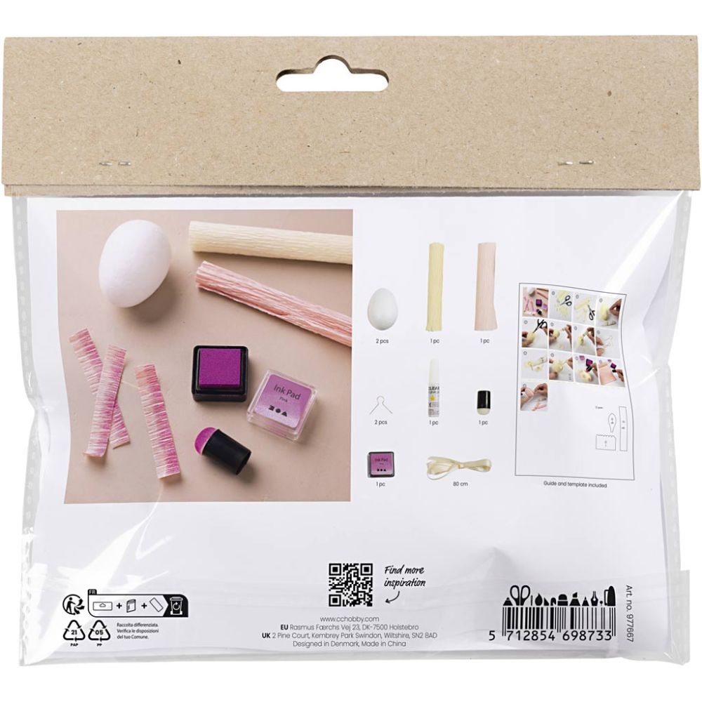 Mini Craft Kit - Crepe Paper Easter Eggs with Daffodil Detail - Light Pink & Yellow - Home-Crafts