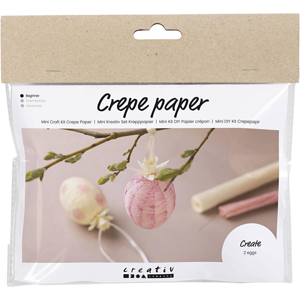 Mini Craft Kit - Crepe Paper Easter Eggs with Daffodil Detail - Light Pink & Yellow - Home-Crafts