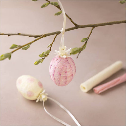 Mini Craft Kit - Crepe Paper Easter Eggs with Daffodil Detail - Light Pink & Yellow - Home-Crafts