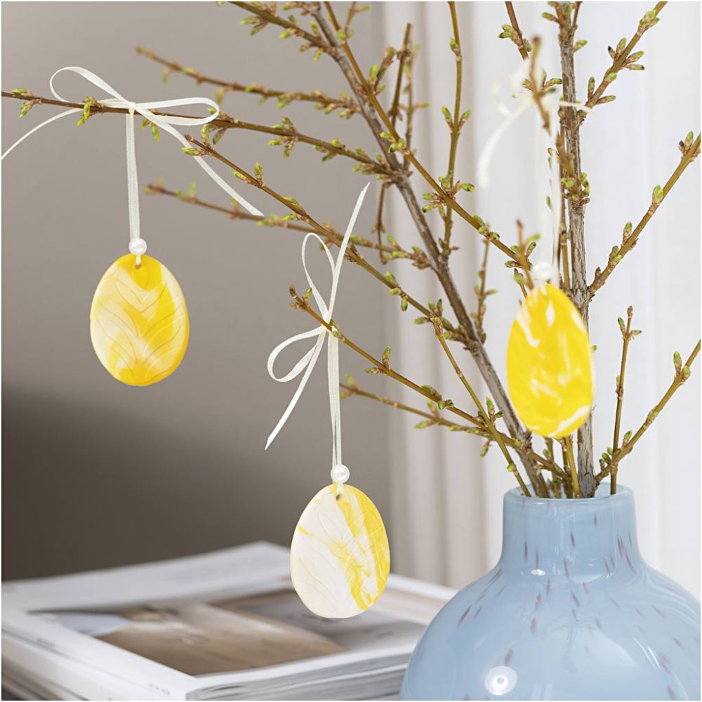Mini Craft Kit - Marbled Polymer Clay Easter Eggs with Stencils & Beads - Home - Crafts