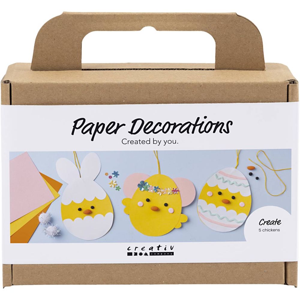 Mini Craft Kit - Paper Decorations - Silk Clay Chicks with Cardboard & Pompoms - Home - Crafts