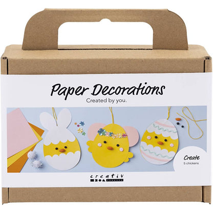 Mini Craft Kit - Paper Decorations - Silk Clay Chicks with Cardboard & Pompoms - Home - Crafts