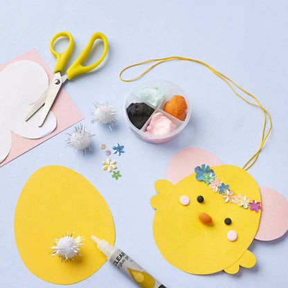 Mini Craft Kit - Paper Decorations - Silk Clay Chicks with Cardboard & Pompoms - Home - Crafts